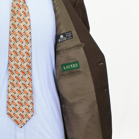 Ralph Lauren 44L Brown Check 2-Button Sport Coat Blazer Jacket P264 - Picture 9 of 10